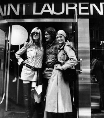 Betty Catroux on the left, YSL and Loulou de la Falaise - Yves other muse